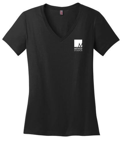 district made ladies perfect weight v neck tee dm1170l jet black method studios 1