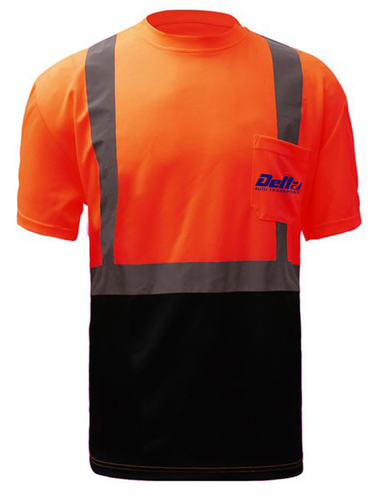 Class 2 Safety Safety T-Shirt 5112 Orange with Black Bottom [DELTA AUTO]