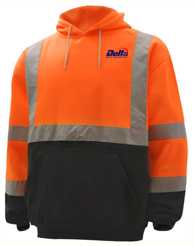Class 3 Safety Pullover Fleece Sweatshirt 7002 Orange with Black Bottom [DELTA AUTO]