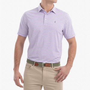 Johnnie O Smith Striped Prep Formance Jersey Polo JMPO2410 Passionfruit