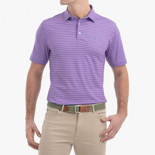 Johnnie O Gus Printed Striped Prep Formance Jersey Polo JMPO2450 Passionfruit