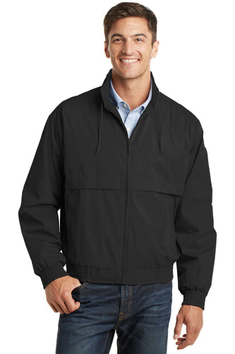port authority black/black j753 jackets with company logo