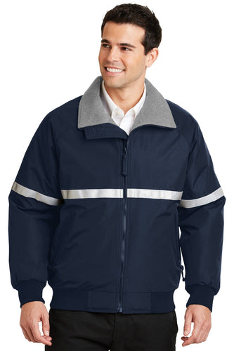 port authority true navy/ grey heather/ reflective j754r jackets with company logo