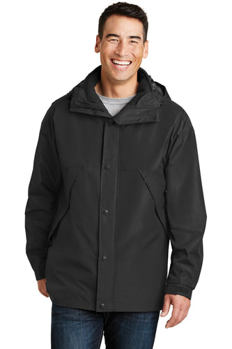 port authority black/black j777 jacket company logo
