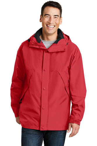 port authority red/black j777 jacket company logo