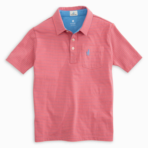 Johnnie O The Original Jr Polo Cliffs Stripe JBPO2130 Coral Reef
