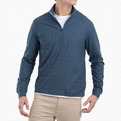 Johnnie O Aston Printed Microfleece 1 4 Zip Pullover JMKO1850 Cadet