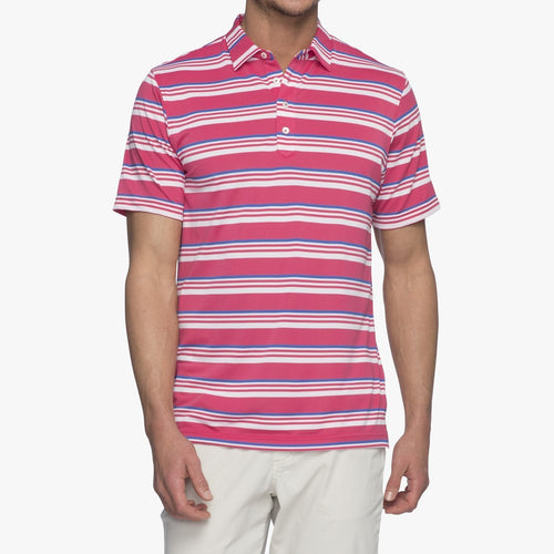 Johnnie O Trevor Striped Prep Formance Pique Polo JMPO2060 Primrose