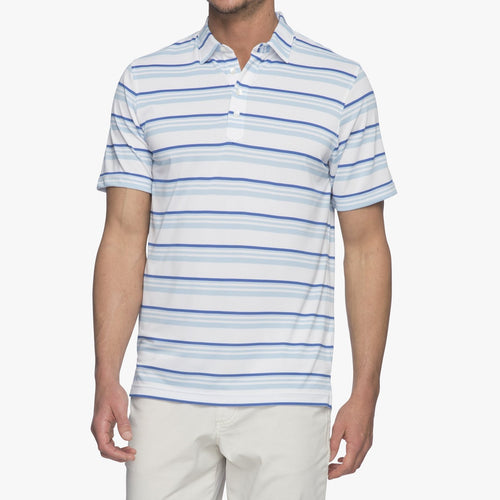 Johnnie O Trevor Striped Prep Formance Pique Polo JMPO2060 White