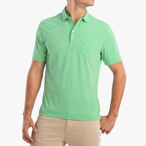 Johnnie O The Original 4 Button Polo Cliffs Stripe JMPO2130 Highlighter