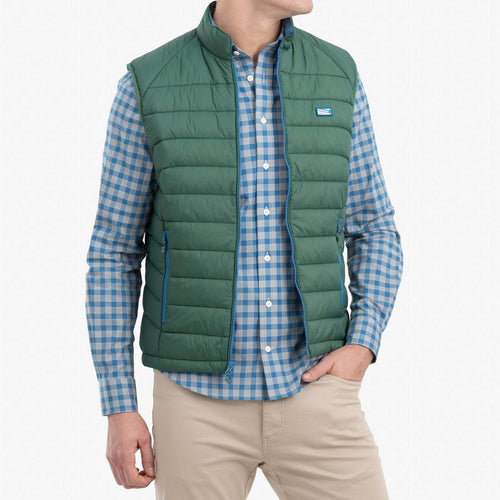 Johnnie O Hudson Quilted 2 Way Zip Front Vest JMVT1160 Spruce