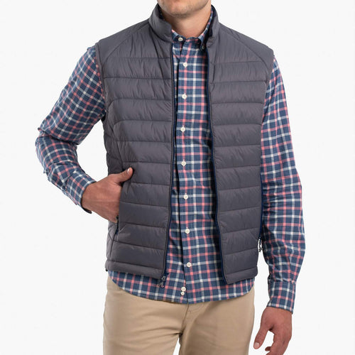 Johnnie O Straits Quilted 2 Way Zip Front Vest JMVT1170 Stormfront