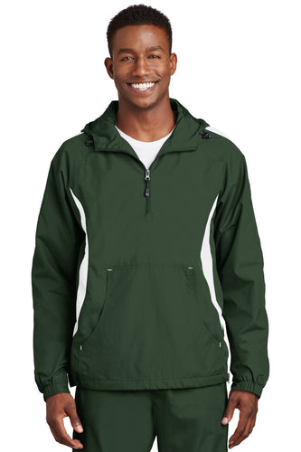 Sport-Tek Forest Green/White JST63 jacket company logo
