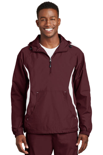 Sport-Tek Maroon/White JST63 jacket company logo