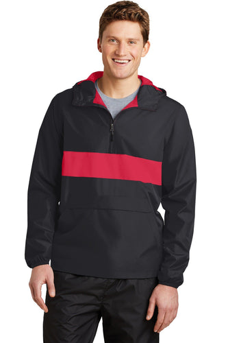 Sport-Tek Black/ True Red JST65 jacket company logo