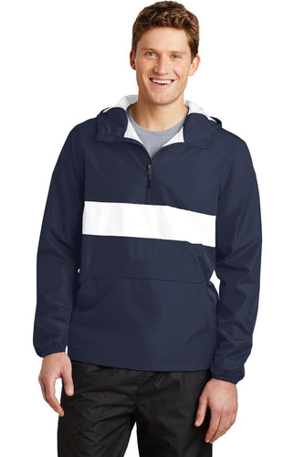 Sport-Tek True Navy/ White JST65 jacket company logo