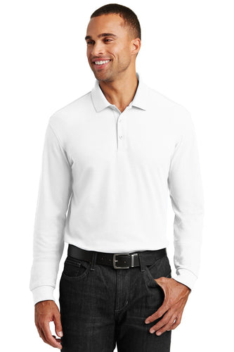 port authority white k100ls work polos with logo