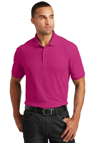 port authority pink azalea k100 polo work shirts with company logo