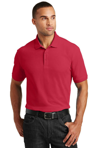 port authority rich red k100 polo work shirts with company logo