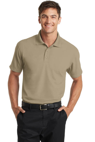 port authority tan k572 custom made polo shirts with logo