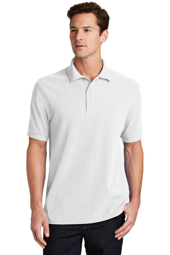 Port & Company White KP1500 order custom polo shirts