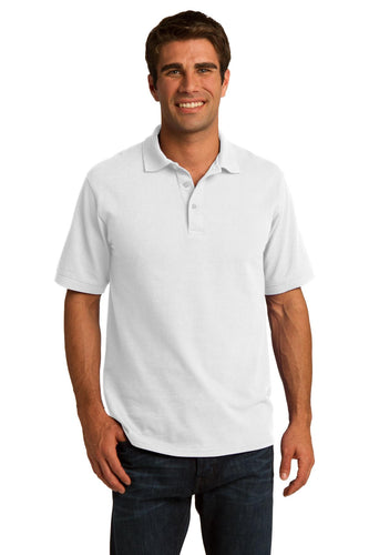 port & company white kp155 custom polo shirts with logo