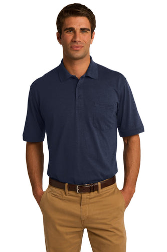 port & company deep navy kp55p polo shirts with logos