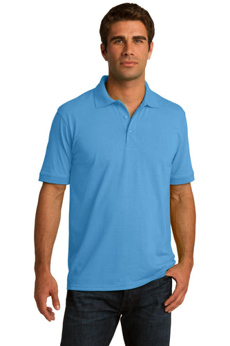 port & company aquatic blue kp55 polo shirts with logos