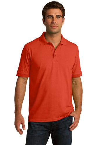 port & company orange kp55 custom logo polo shirts embroidered