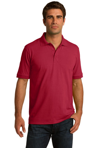 port & company red kp55 custom logo polo shirts embroidered