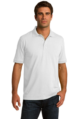 Port & Company White KP55T custom polo shirts embroidered