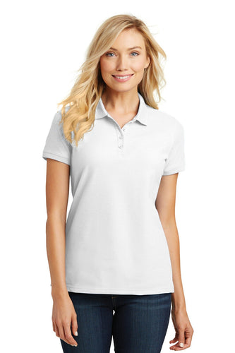 port authority white l100 business polos with logo