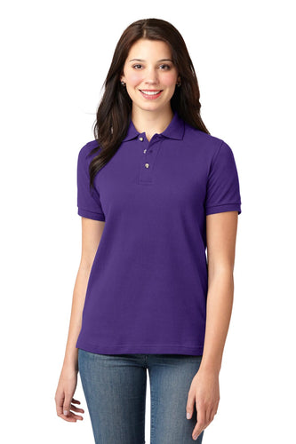 port authority purple l420 polo shirts company logo