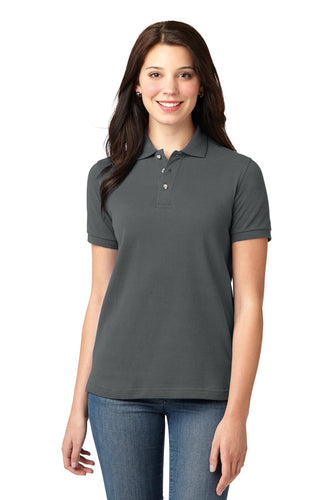 port authority steel grey l420 polo shirts company logo
