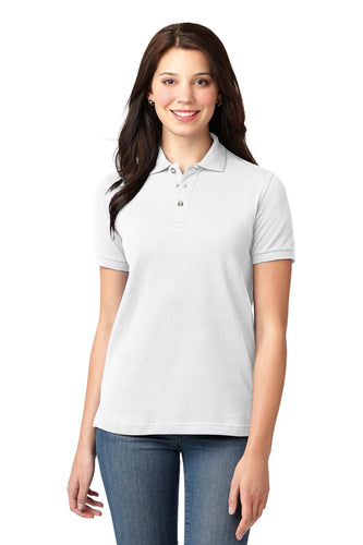 port authority white l420 polo shirts company logo