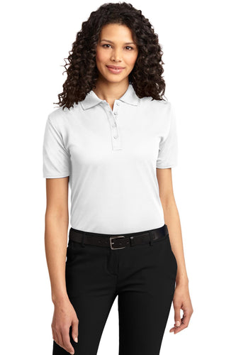 port authority white l525 custom polo shirts with logo