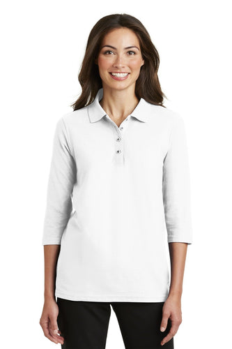 port authority white l562 custom company polos