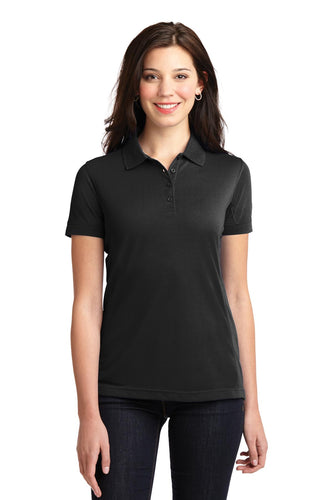 port authority black l567 polo shirt with logo embroidered