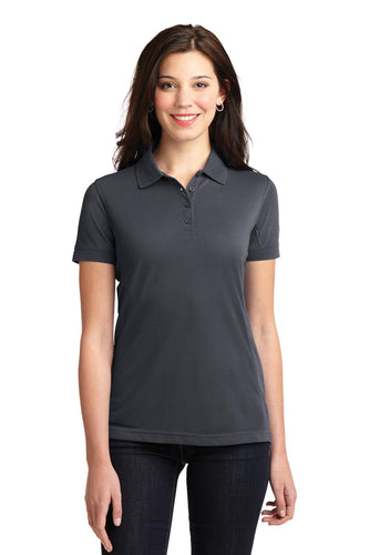 port authority slate grey l567 polo shirt with logo embroidered