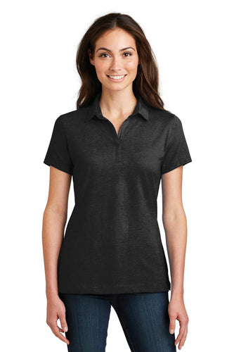 port authority black l577 polo shirts company logo