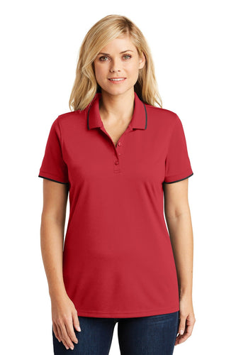 port authority rich red/ deep black lk111 custom embroidered polo shirts