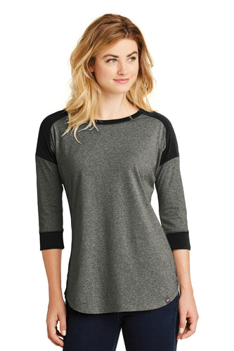 new era ladies heritage blend 3 4 sleeve baseball raglan tee black black twist
