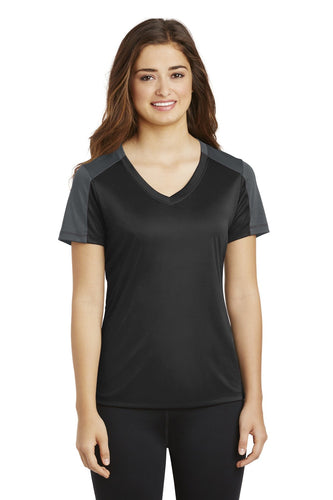 Sport-Tek Ladies PosiCharge Competitor Sleeve-Blocked V-Neck Tee