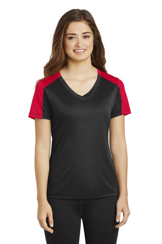 Sport-Tek Ladies PosiCharge Competitor Sleeve-Blocked V-Neck Tee