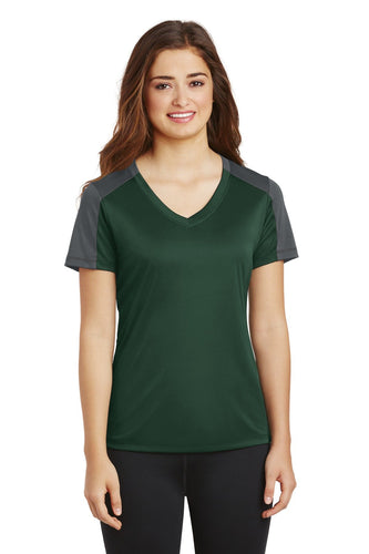 Sport-Tek Ladies PosiCharge Competitor Sleeve-Blocked V-Neck Tee