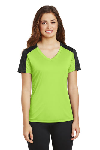 Sport-Tek Ladies PosiCharge Competitor Sleeve-Blocked V-Neck Tee