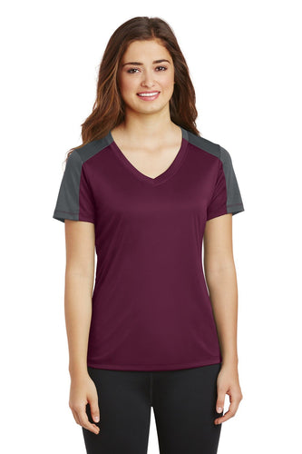 Sport-Tek Ladies PosiCharge Competitor Sleeve-Blocked V-Neck Tee