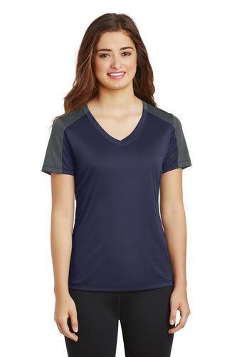 Sport-Tek Ladies PosiCharge Competitor Sleeve-Blocked V-Neck Tee