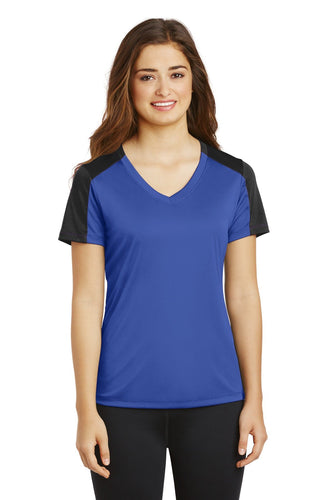Sport-Tek Ladies PosiCharge Competitor Sleeve-Blocked V-Neck Tee