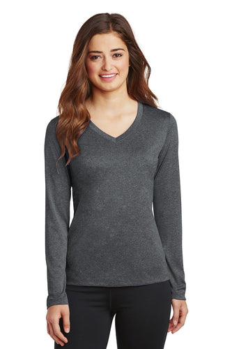 Sport-Tek Ladies Long Sleeve Heather Contender V-Neck Tee
